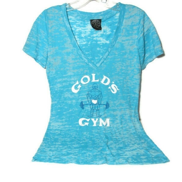 Golds Gym Womens L Workout Top Turquoise Burnout - Picture 1 of 4